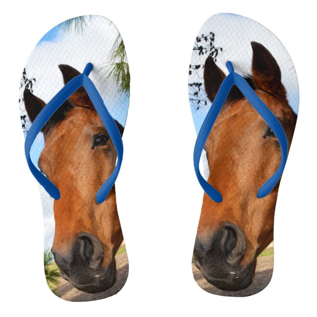 Tulip The Brown Bay Horse, Blue Flip Flops (Fußbett)