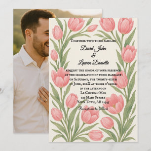 Tulip Treasure Foto Hochzeit Einladung