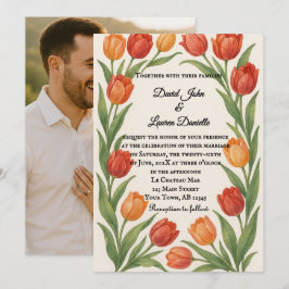 Tulip Veil Foto Wedding Einladung