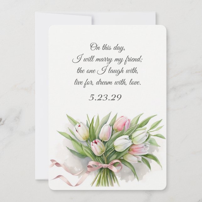 Tulip Wedding Bouquet mit Ribbon Einladung (Vorderseite)