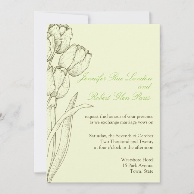 Tulip Wedding Einladungen Blume Design Floral (Vorderseite)