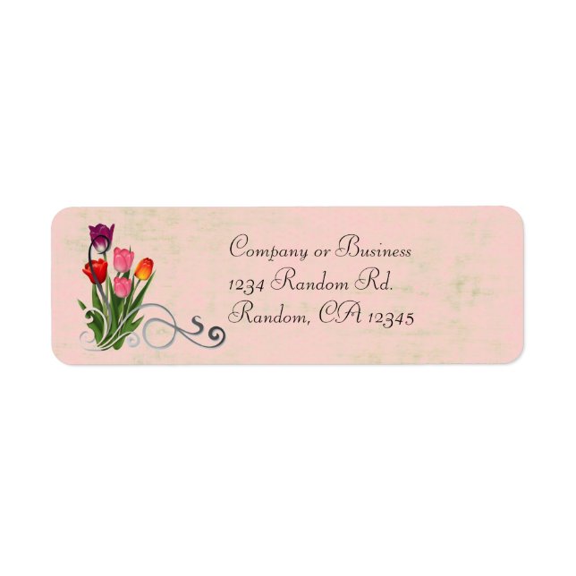 Tulip Wirbel pastellfarbene Rücksendeadressen-Aufk (Vorne)