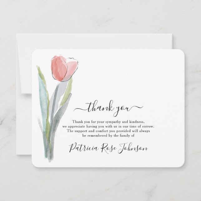 Tulipe à l'aquarelle simple Carte de remerciement  (Devant)