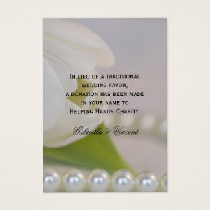 Tulipe blanche et perles Mariage Charity Carte Fav