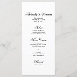 Tulipe blanche et perles Menu de mariage du printe