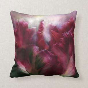 Tulipe de perroquet - Bourgogne - coussin d'art de