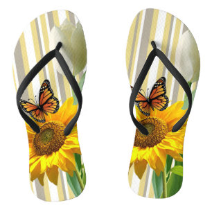 Tulipe de tournesol blanc Papillons tongs