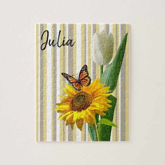 Tulipe de tournesol blanc Puzzles papillon (Vertical)