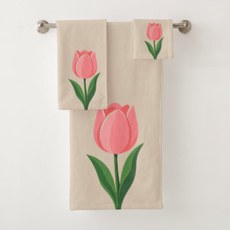 Tulipe rose moderne sur fond beige clair