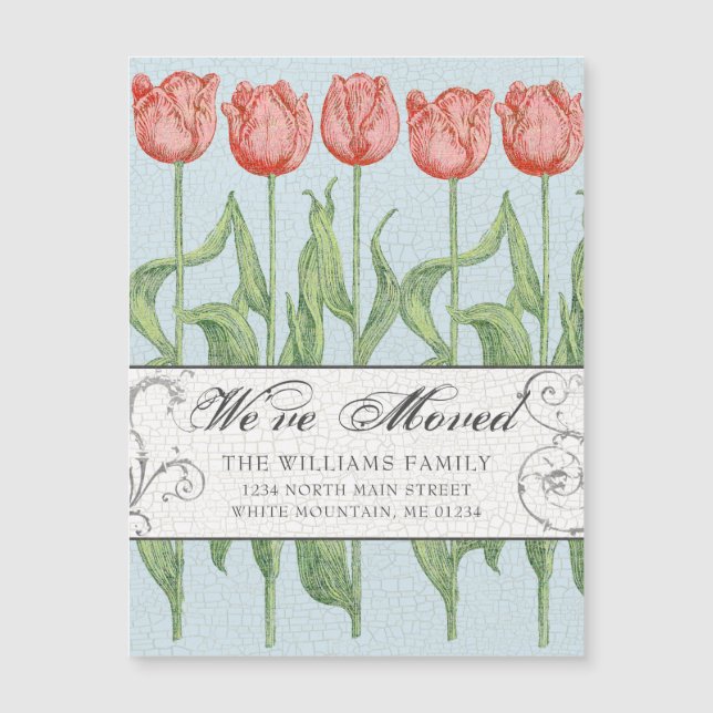 Tulipe rose Ressort Floral Moving Faire-part (Devant)