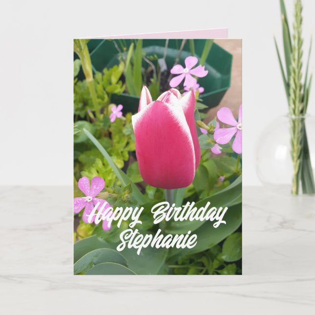 Tulipe Tulipe Fleur rose rouge Carte d'anniversair (Devant)