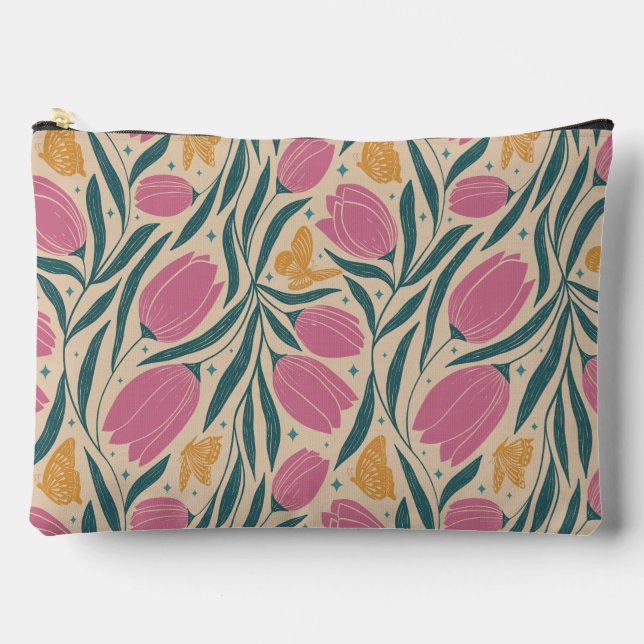 Tulipen und Schmetterlinge Zubehörtasche (Vorderseite)