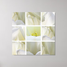 Tulipes blanches au carré - Toile d'art fin
