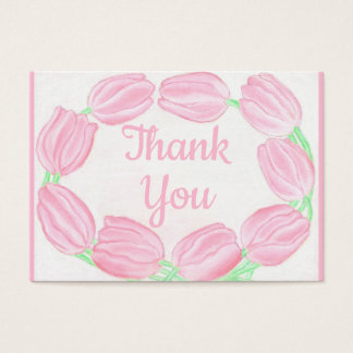 Tulipes Bordure rose Carte de remerciements floral