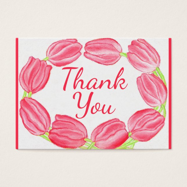 Tulipes Bordure Rouge Floral Carte de remerciement (Devant)