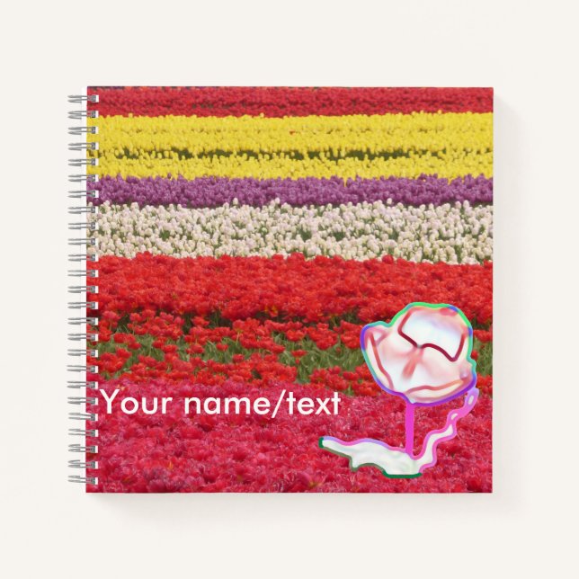 Tulipes Champ Cust. Carnet Carré texte (Devant)