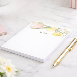 Tulipes Daffodils Rose Pâle Bloc-Notes Floral Prin