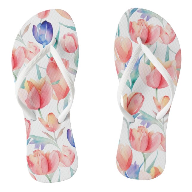 Tulipes d'aquarelle Motif paire de tongs (Semelle)