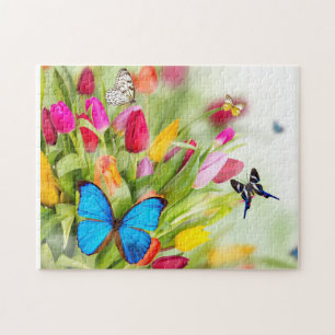 Tulipes et papillons puzzle
