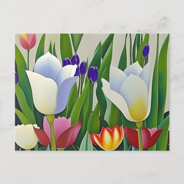 Tulipes, fleurs, carte postale pour la traversée (Devant)