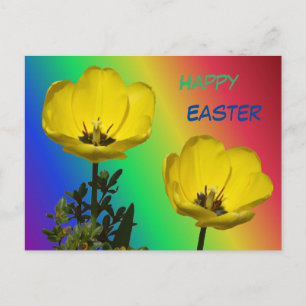Tulipes Jaunes Arc-en-ciel Bonne carte postale de 