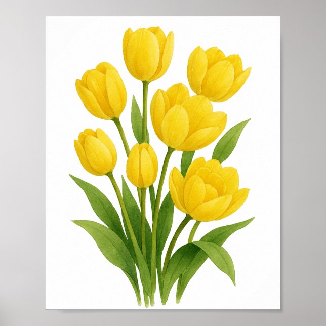 Tulipes Jaunes Peinture Art Mural Floral (Devant)