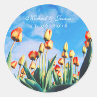 Tulipes jaunes rouges et Stickers de mariage Ciel 