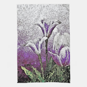 Tulipes pourpres - Peinture Art Serviette de cuisi