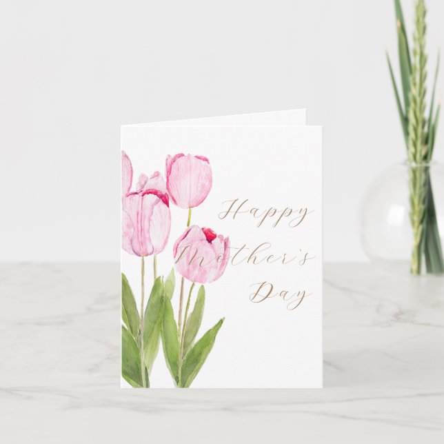 Tulipes roses 2 Carte de fête des mères (Devant)