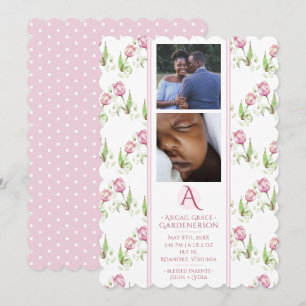 Tulipes roses Baby Girl Faire-part