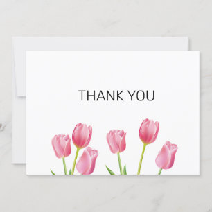 Tulipes roses Carte de remerciements plat