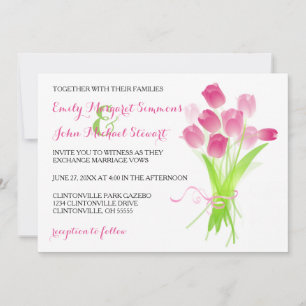 Tulipes roses - Faire-part de mariage