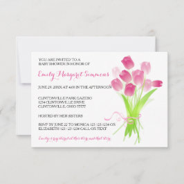 Tulipes roses - Invitation Baby shower 3x5