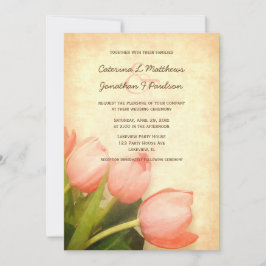 Tulipes roses invitation de mariage printemps