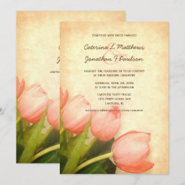 Tulipes roses invitation de mariage printemps