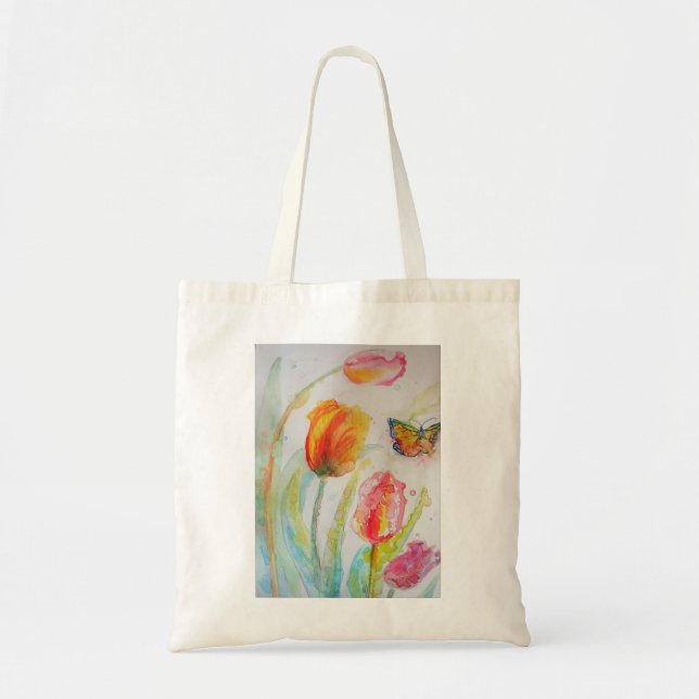 Tulipes roses Sac fourre-tout d'aquarelle (Devant)
