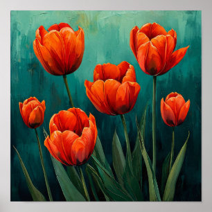 Tulipes rouges décoration murale botanique 🌿pour 