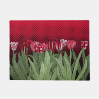 Tulipes rouges sur tapis de porte dégradé