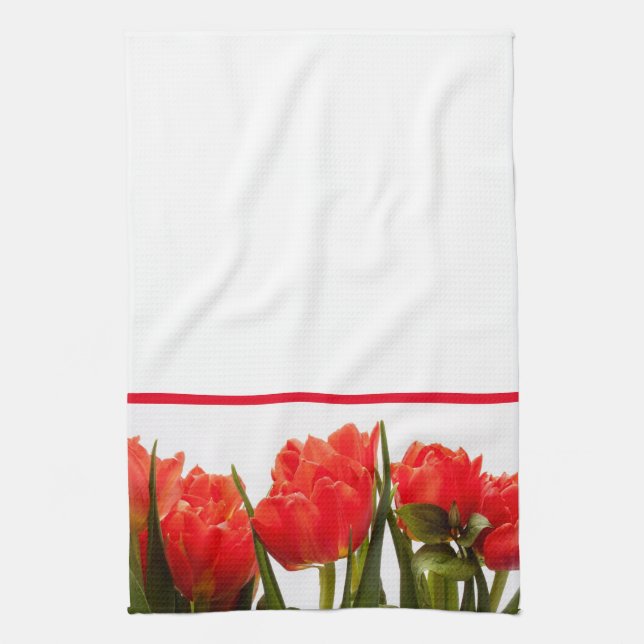 Tulipes rouges sur une serviette blanche solide (Vertical)