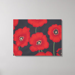 Tulipes rouges vives sur toile noire enveloppée
