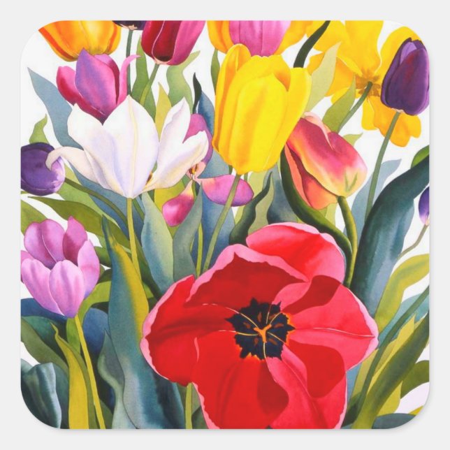 Tulips 2007 quadratischer aufkleber (Vorderseite)