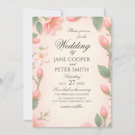 Tulips and blossoms floral Wedding Invitation Einladung