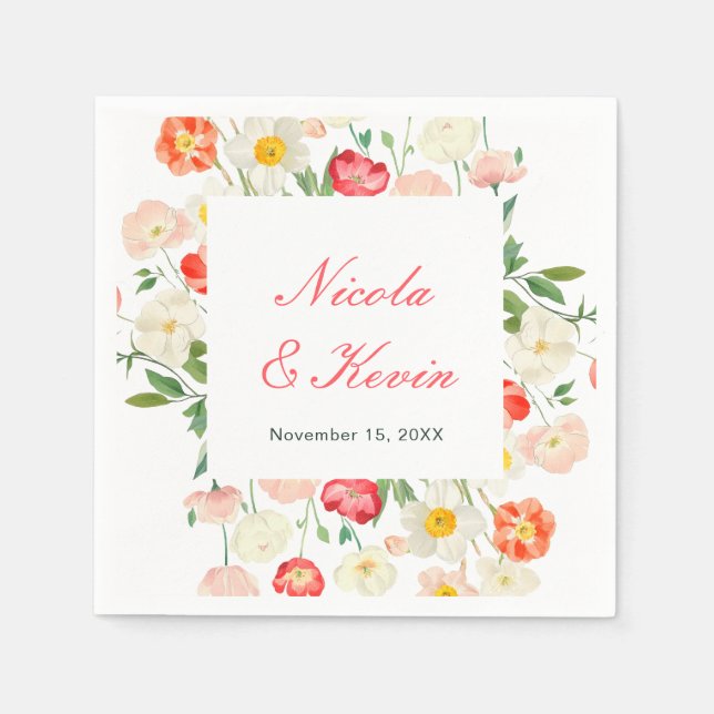 Tulips and Daffodils Spring Wedding Serviette (Vorderseite)