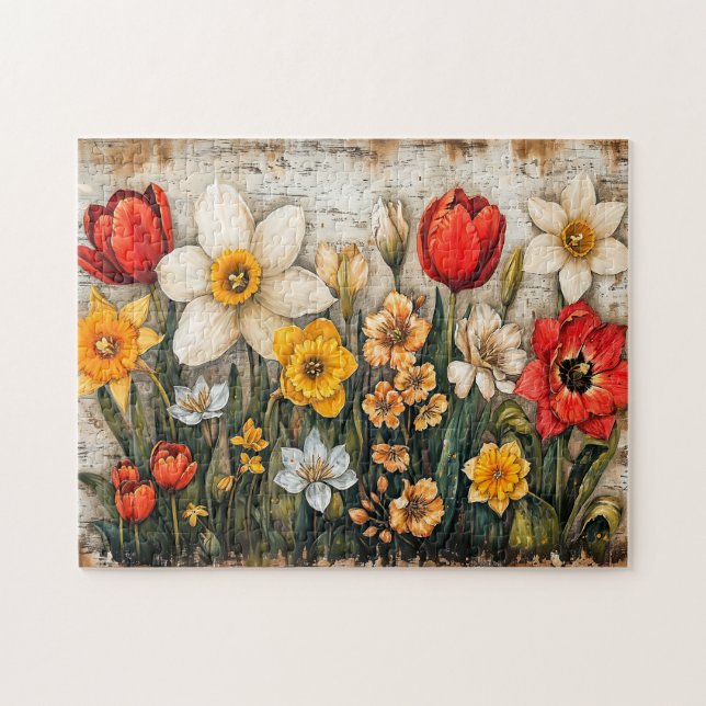 Tulips and Daffodils with Rustic Charm (Horizontal)