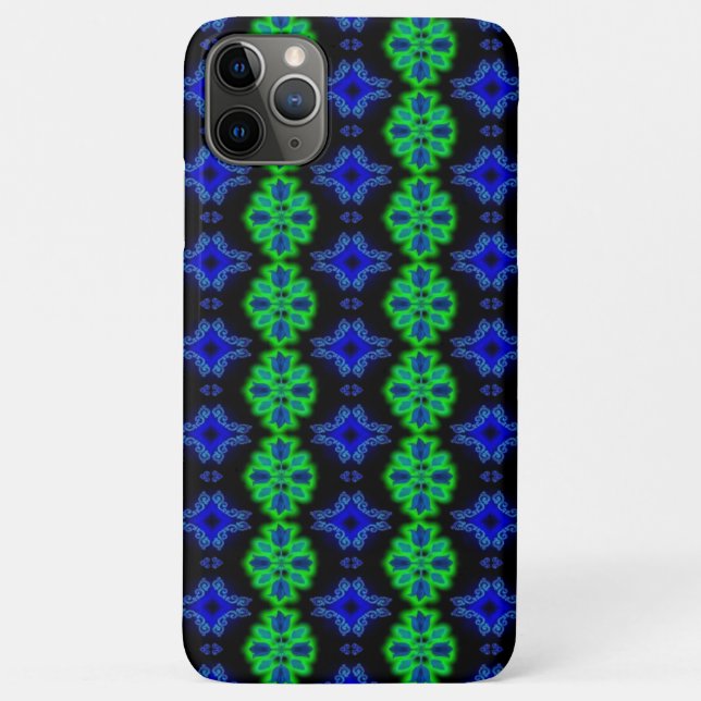 Tulips Artdeco in Retro-Stil grün blau schwarz Case-Mate iPhone Hülle (Rückseite)