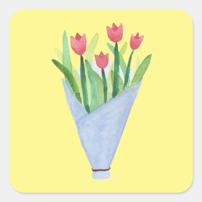 Tulips-Aufkleber Quadratischer Aufkleber (Vorderseite)
