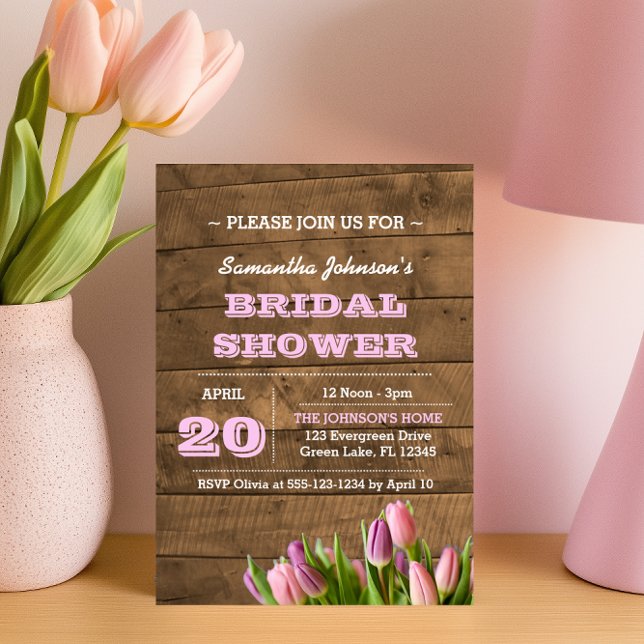 Tulips & Barnwood Bridal Dusche Einladungen (Von Creator hochgeladen)