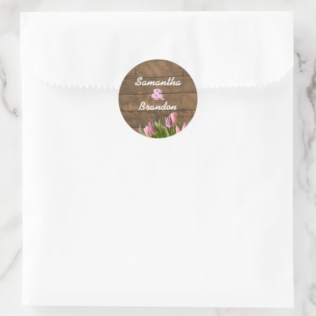 Tulips & Barnwood Pastel Personalisiert Stickers (Tasche)