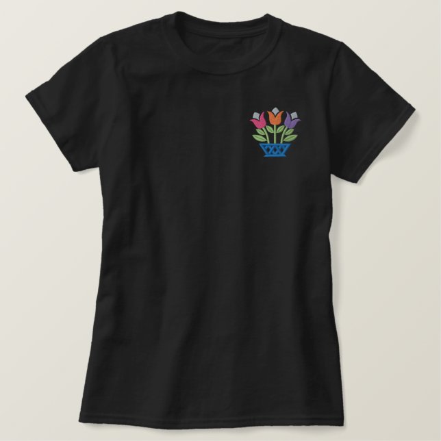 Tulips Besticktes T-Shirt (Design vorne)