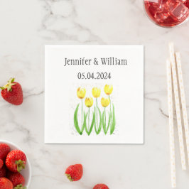 Tulips Blume Aquarell Gelbe Rustikale Hochzeit Serviette